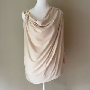 Express Cream Draped Top